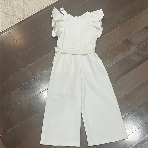 GB Girls Elegant White Ruffle Jumpsuit - Picture 8 of 11